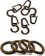 Curtain Rod Ring & Clip Φ35 Brown Wood 10 Pieces