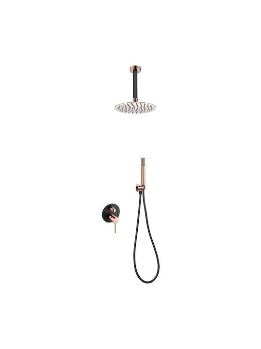 Excel Minimal Built-In Set Rose Gold 2 Exits Mixer Hand Shower & Ceiling Shower Head