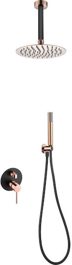 Excel Minimalsatz Eingebaute Wasserhähne Rose Gold 2 Ausgänge Mischpult Telefon & Kopfbrause Decke
