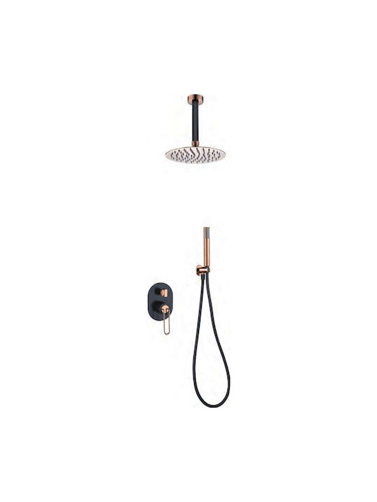 Excel Mona Built-In Mixer Set 2 Exits Rose Gold Shower Telephone & Ceiling Shower Head
