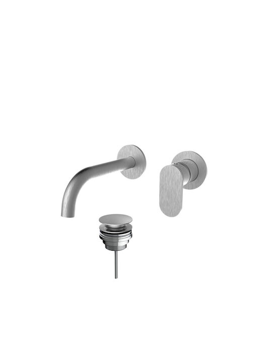 Armando Vicario Slim Inox Baterie Îngropată pentru Lavoar cu 2 Orificii + Valvă Clic-clac 500045-110 R0338-110
