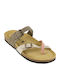 Bombay Leather Women's Flat Sandals Anatomic Tri Maquillaje/Hielo/Kaki