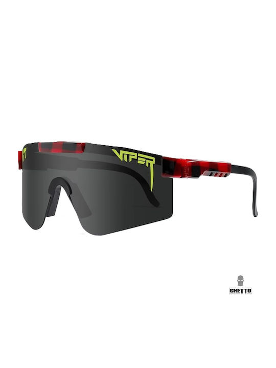 Black Red Unisex Γυαλιά Ηλίου με Μαύρο Σκελετό και Μαύρο Φακό HS3001
