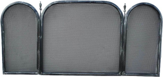 Fireplace Screen Klapakis Three-Panel Wavy Black-Silver Patina 11-01