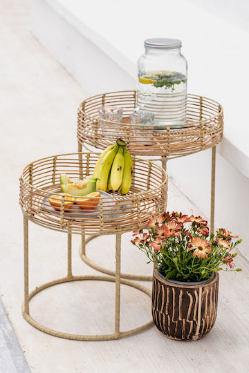 Τραπεζι Πλεξη Ινδοκαλαμο 43cm 45x45x43cm Μονόχρωμο Kaeming