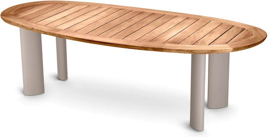 Freistehender Garten- und Terrassentisch Eichholtz aus Teakholz mit den Maßen 258x110x76cm