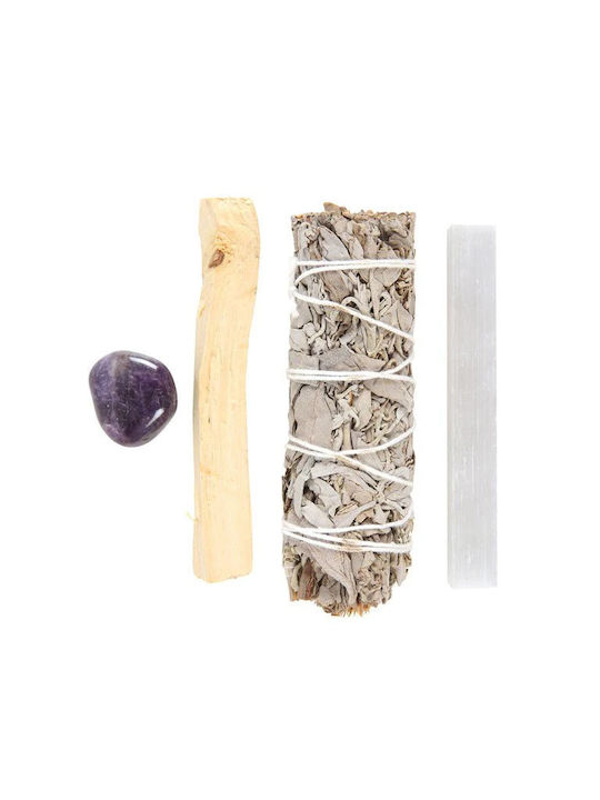 Energy Cleansing Smudge Kit Palo Santo Φασκόμηλο Αμέθυστο & Σεληνίτη
