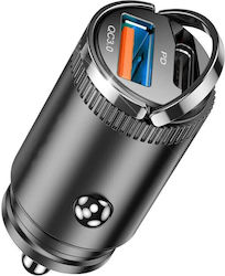 Treqa Auto-Ladegerät mit Anschlüssen 1xUSB-A 1xType-C und Kabel Typ-C,TC-TC