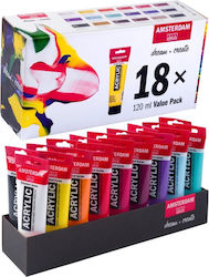 Talens Acrylic Colours Amsterdam Base 18 Colours 120ml Talens Acrylic Colours Amsterdam Base 18 Colours 120ml
