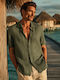 Short-sleeved Linen Shirt Khaki