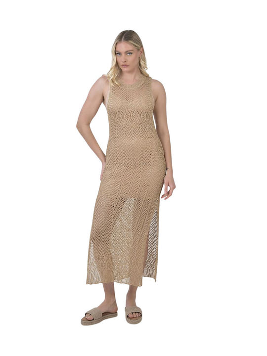 Ble Resort Collection Γυναικείο Μακρύ Φόρεμα Παραλίας Χρυσό