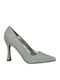 Synthetic Leather Pointed Toe Silver High Heels