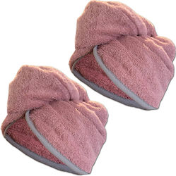 Homelevel Hair Turbans Children 2 Pieces 54882.10.02 Fabric Turbans 100% Cotton Old Rose