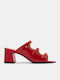 Mules with Heel in Red Color