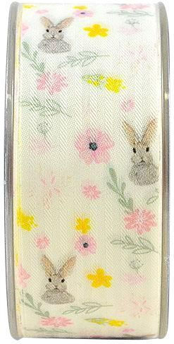 Pastel Striped Ribbon Easter Poplina 35mm x 25m Multicolour