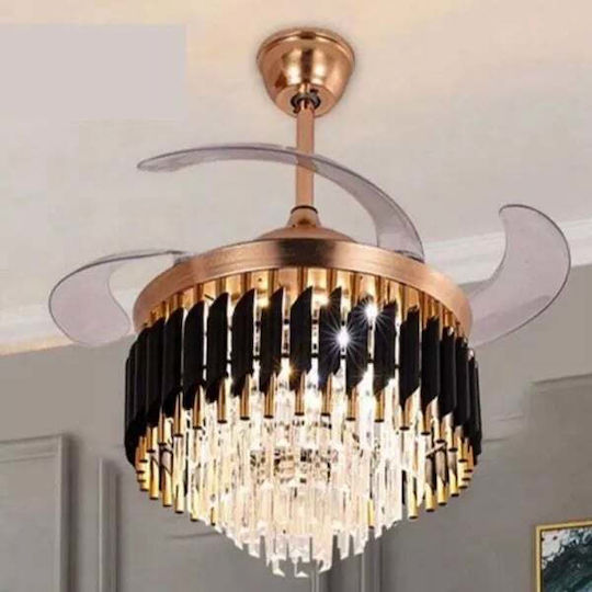 Deckenventilator 106.68cm mit Leuchte Transparent / Gold
