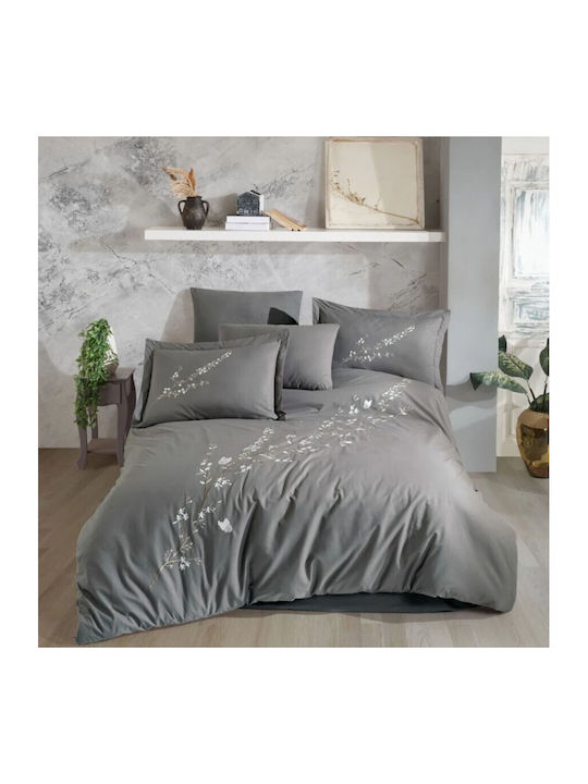 Hobby Home Set Husă de Pilotă Bumbac Dublă cu 4 Fețe de Pernă & 1 Cearsaf 200x220 Vera Grey