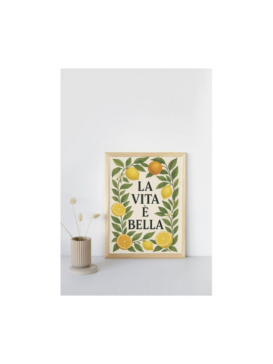 Retro Decorative Poster Paintings Kitchen Frameless A4 Glossy Print Lemons & Oranges La Vita È Bella