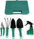 Gardening Tool Set 5 Pieces Storage Transport Box Made Metal Plastic Green