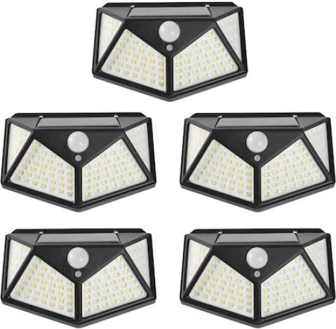 Set 5 Lămpi Solare 1W cu Senzor de Mișcare și Fotocelulă IP65