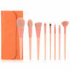 8 Wooden Make Up Brushes Natural Bristle Storage Case Coral Case