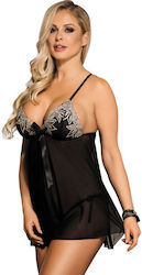 Subblime Black Babydoll Beige Floral Laces
