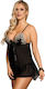 Subblime Black Babydoll Beige Floral Laces
