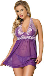 Subblime White Floral Laces Babydoll Purple