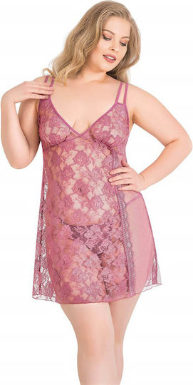 Plus Size Sexy Babydoll Amande Ροζ