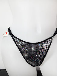 String Lame Silver Holograme String Σλιπ Λαμέ Ασημί Λεπτά Κορδόνια Κουμπωτό