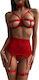 Doda Sexy Lingerie Sets 6 Pieces Openings Underwire Garters & Thong