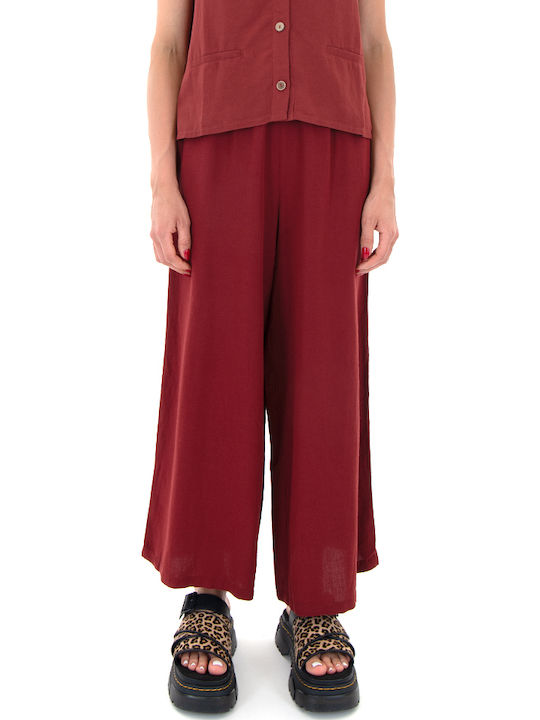 Namaste Women's High Waist Fabric Palazzo Pants with Elastic Loose Fit Bordeaux