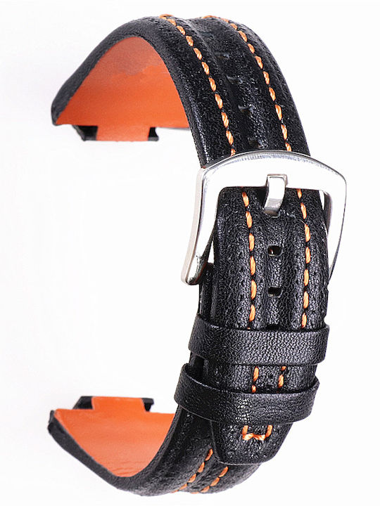 Seiko Sportura Leather Strap Black Orange Stitching 27mm