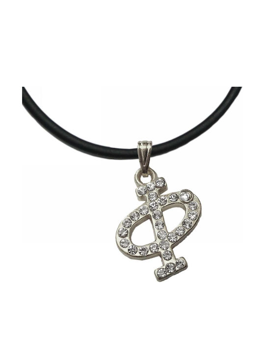 Handmade Metal Silver Monogram Necklace F Straps Tatu Moyo 1034-502af
