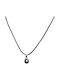Handmade Necklace Black Cord Pendant Eye Round Blue Gold Outline Tatu Moyo 1039-606