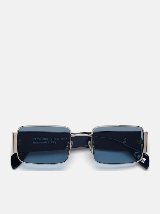 Retrosuperfuture Men's Sunglasses with Silver Metal Frame and Silver Mirror Lens 473781