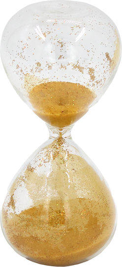Decorative Glass Hourglass Φ4.5x10 cm Transparent Gold Glitter Sand Keskor 69836-2