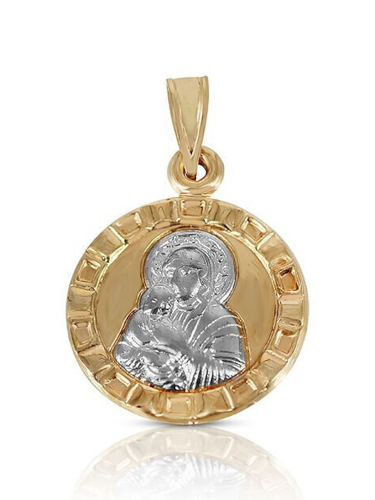 Colier Vitopoulos Talisman Constantin Dublă Față Alb și Galben Aur 9k