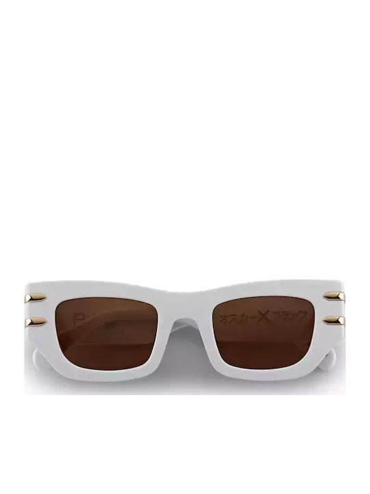 Oscar & Frank Men's Sunglasses with White Plastic Frame and Brown Lens 467888