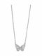 Colier Argintiu Fluture Strălucitor Argintiu Alamă Fluture Feminin
