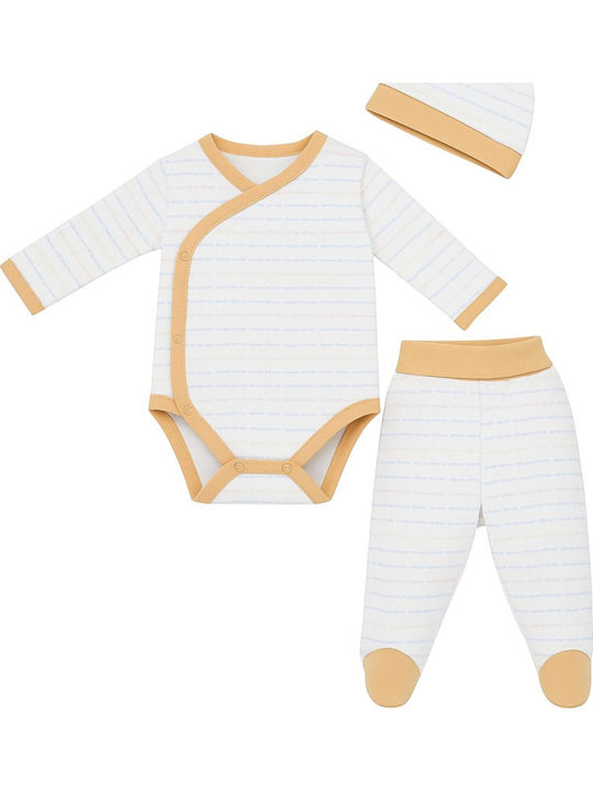 Beboulino Baby Bodysuit Set Long-Sleeved with Pants Coral 3pcs