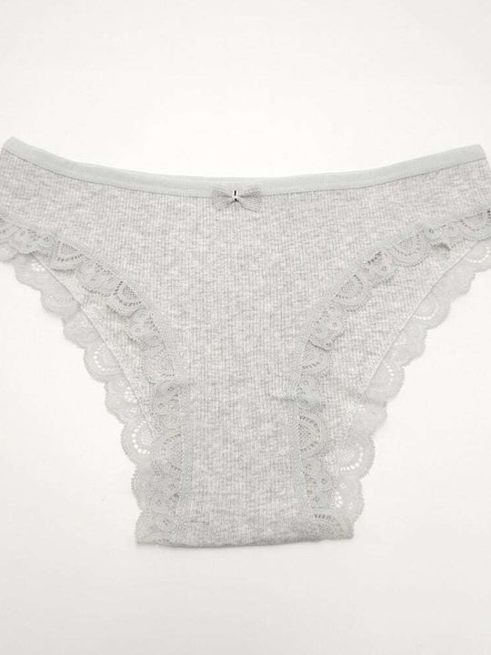Power Flower Women's Slip with Lace Grey Melange