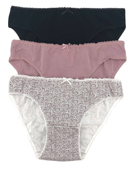 Slip Bumbac Pentru Femei 3Pack Verde Mucegăit Negru