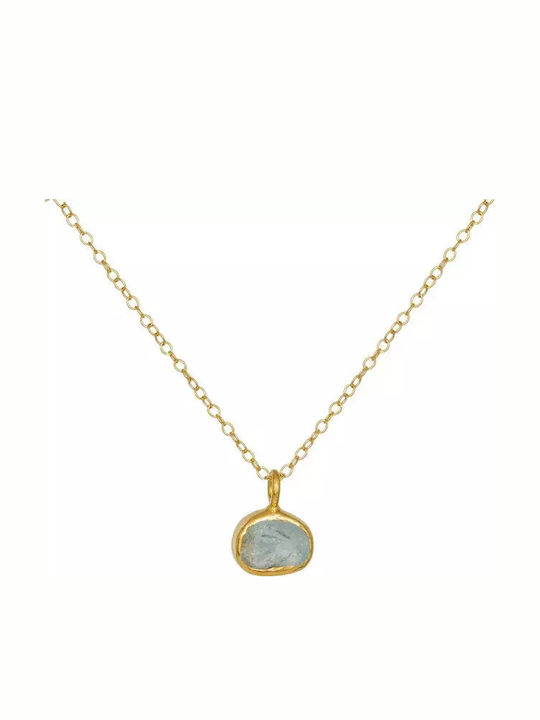 Dament Halskette 925 Mit Aquamarin Steinen 037106 037106 Silber