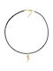 Women's Necklace Natural Cork Gold Plated Elements Apoxylo Black 460 1 Rose