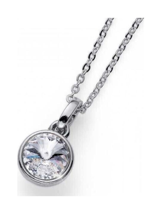 Oliver Weber 11924 001 Women's Necklace Rhodium Plated Crystal Stones