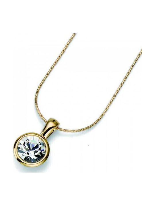 Oliver Weber 11329g Women's Gold Plated Necklace Crystal Stones Pendant Simple