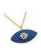 Women's Silver Gold Plated Eye Pendant Chain 925 Decorated Enamel