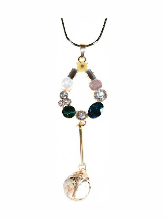 Fo Bijou Necklace Brass Gold Crystals Pearls Bz-nk-00132