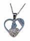 Necklace Stainless Steel Heart Mom Baby Mom White Crystals Silver Bz-nk-00351